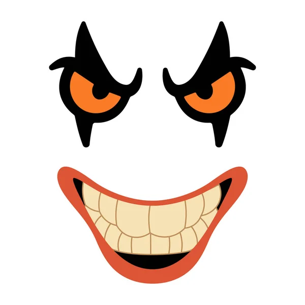 Korkunç Gözlü ve Ürkütücü Gülümseyen Şeytani Yüz İfadesi. Cadılar Bayramı temaları, korkular, posterler ya da ürkütücü veya kötü bir ifadeye ihtiyaç duyulan dijital sanat projeleri için mükemmel..