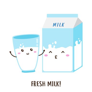 Şirin mutlu bardak ve taze süt vektör tasarımı poster yapımında kullanılabilir.