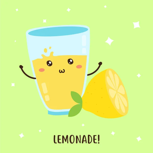 Roztomilý Šťastný Čerstvé Limonády Nápoje Vektorový Design Může Být Použit — Stockový vektor