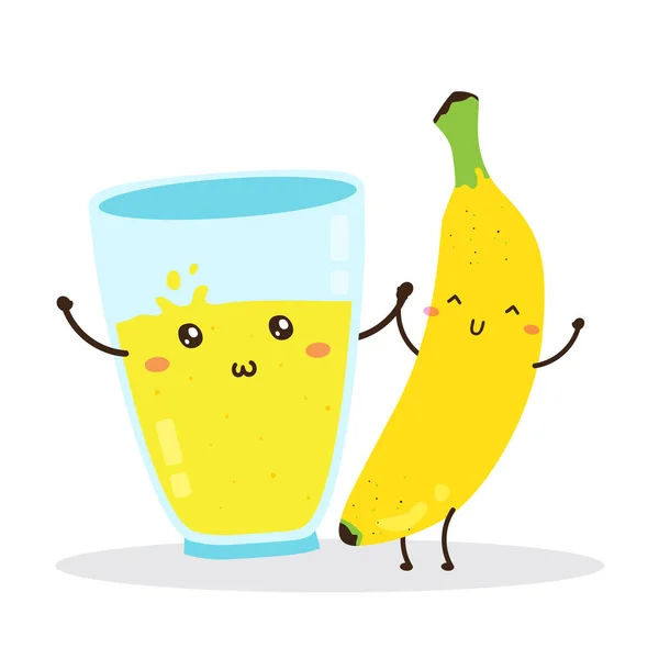 Roztomilý Šťastný Čerstvý Banán Smoothie Vektor Design Může Být Použit — Stockový vektor