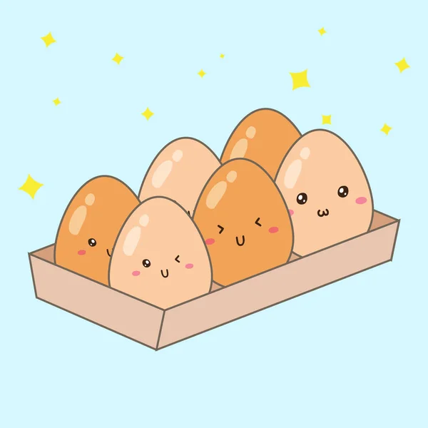 Kutu Vektör Tasarımındaki Sevimli Mutlu Yumurta Karakterleri Poster Yapımında Kullanılabilir — Stok Vektör