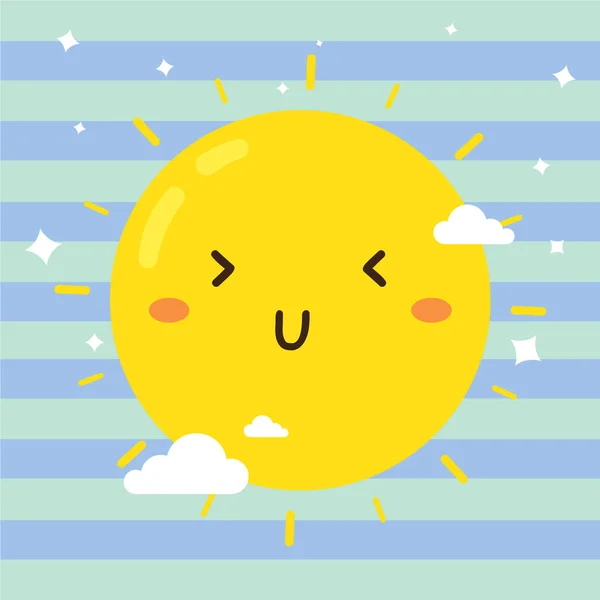 雲ベクトルデザインで可愛い幸せな太陽はポスターを作るために使用することができます — ストックベクタ