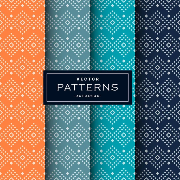 Abstract Seamless Geometric Patterns Set Four Colors Can Used Make — стоковый вектор