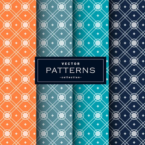 Abstract Seamless Geometric Patterns Set Four Colors Can Use Make — Stock Vector