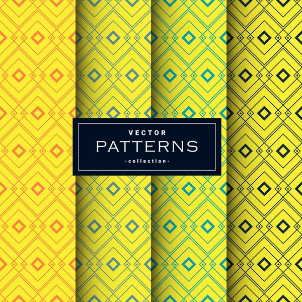 Abstract Seamless Geometric Patterns Set Yellow Colors Can Used Make — стоковый вектор