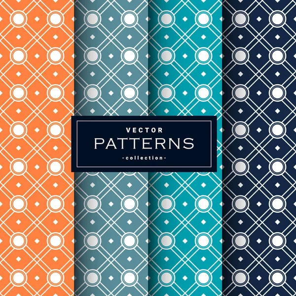 Abstract Seamless Geometric Patterns Set Four Colors Can Used Make — стоковый вектор