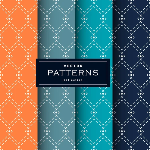 Abstract Seamless Geometric Patterns Set Four Colors Can Used Make — стоковый вектор
