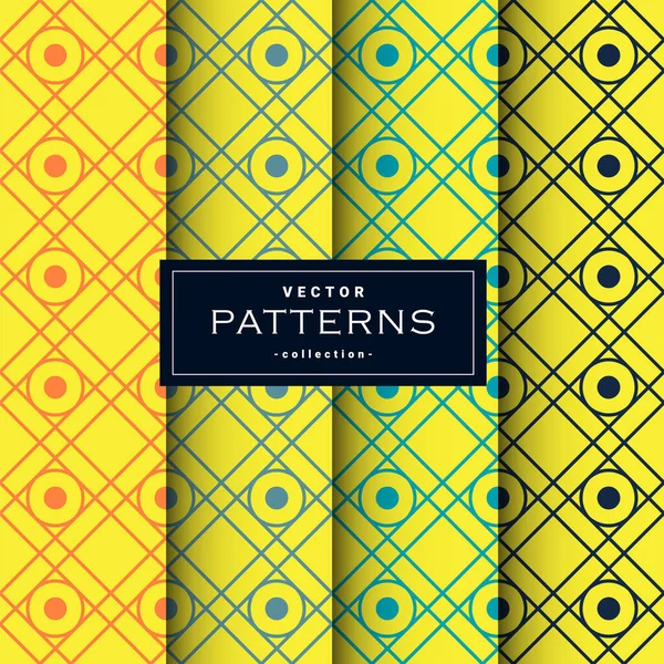 Abstract Seamless Geometric Patterns Set Yellow Colors Can Used Make — стоковый вектор