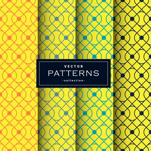 Abstract Seamless Geometric Patterns Set Yellow Colors Can Used Make — стоковый вектор