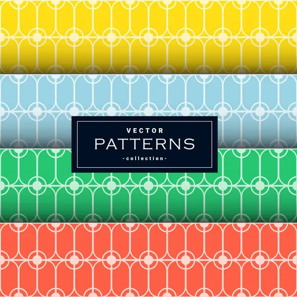 Abstract Seamless Geometric Patterns Set Four Colors Background Wallpaper — Stock Vector