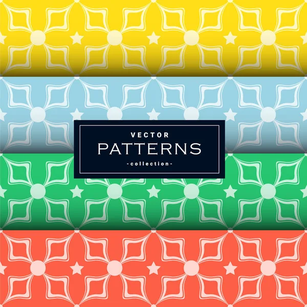 Patrones Geométricos Sin Costura Abstractos Establecidos Cuatro Colores Fondo Fondo — Archivo Imágenes Vectoriales