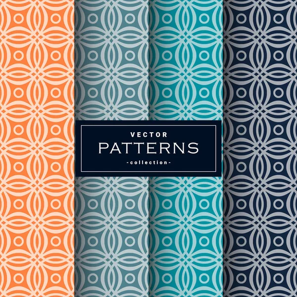 Abstract Seamless Geometric Patterns Set Four Colors Can Used Make — стоковый вектор