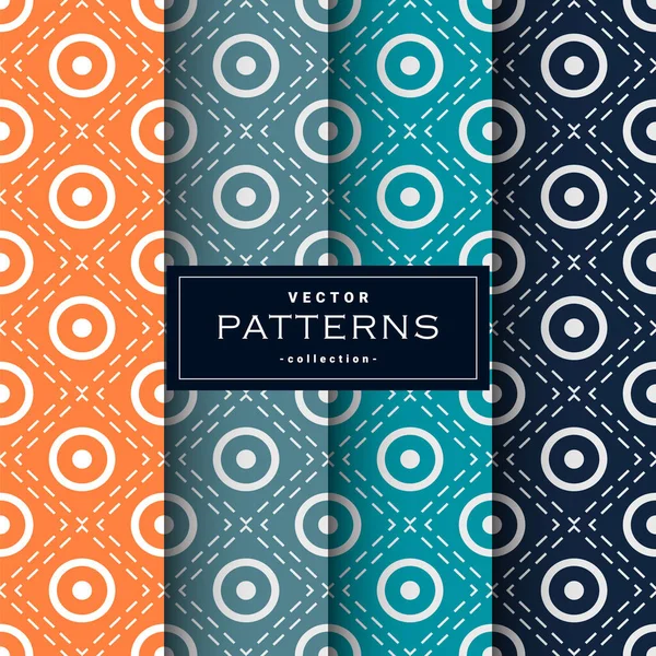 Abstract Seamless Geometric Patterns Set Four Colors Can Used Make — стоковый вектор