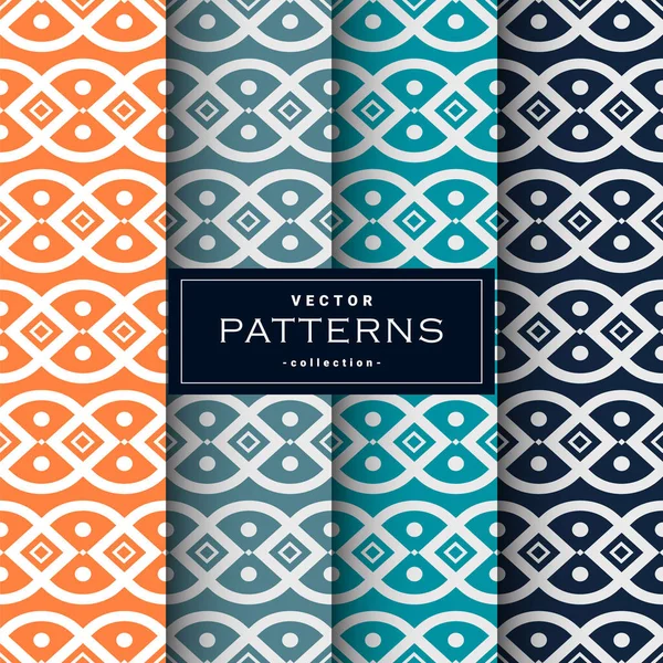 Abstract Seamless Geometric Patterns Set Four Colors Can Used Make — стоковый вектор