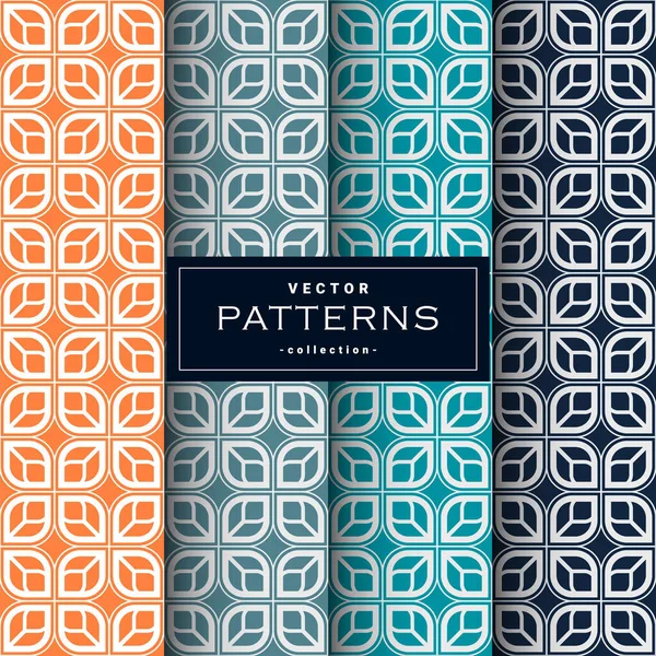 Abstract Seamless Geometric Patterns Set Four Colors Can Used Make — стоковый вектор