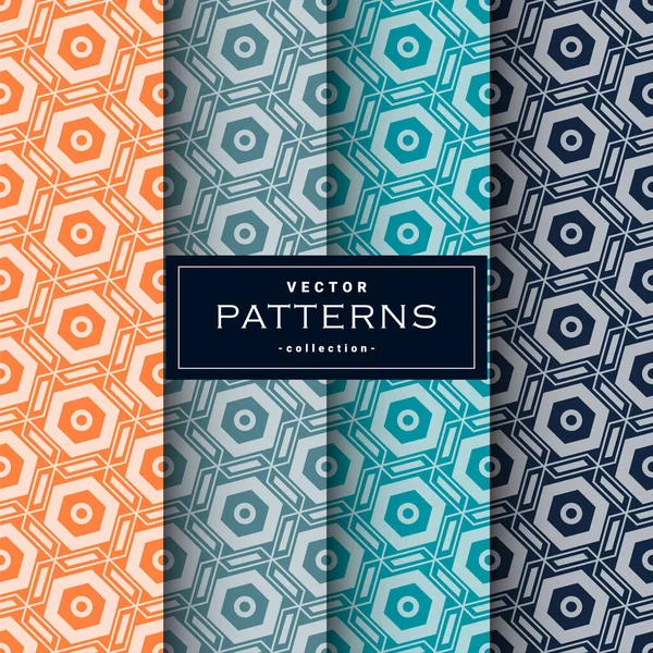 Abstract Seamless Geometric Patterns Set Four Colors Can Used Make — стоковый вектор