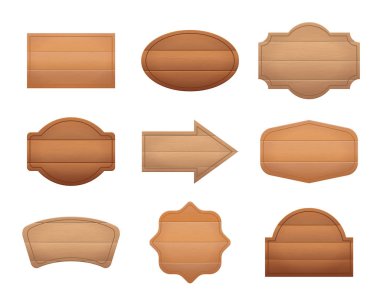 Gerçekçi detaylı 3d ahşap Komiteler ayarlayın. Vektör