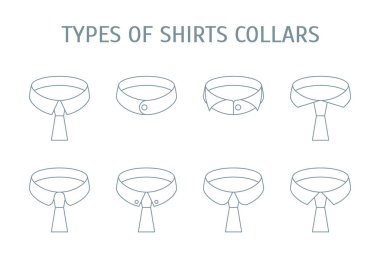 Gömlek yaka farklı simgeler kümesi. Vektör