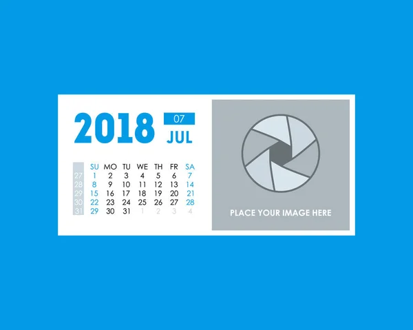 Cartoon Kalender Eventplaner 2018 Juli. Vektor — Stockvektor
