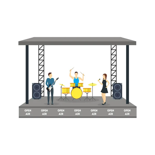 Cartoon Open Air Festival Isolated on White Background. Vector — Stock Vector