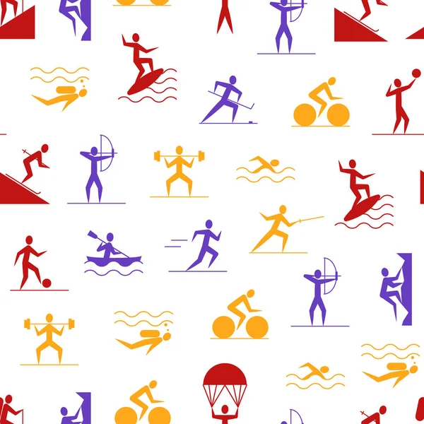 Cartoon Activités de plein air Jeux de sport Motif sans couture Arrière-plan. Vecteur — Image vectorielle
