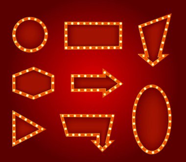 Gerçekçi detaylı 3d parlayan işaretleri ayarlayın. Vektör