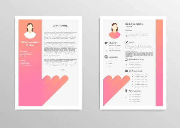 Мультфильм Feminine Resume с графикой. Вектор — стоковый вектор