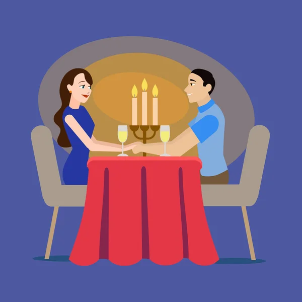 Καρτούν αγάπης ζευγάρι σε μια έννοια Cafe. Διάνυσμα — Διανυσματικό Αρχείο