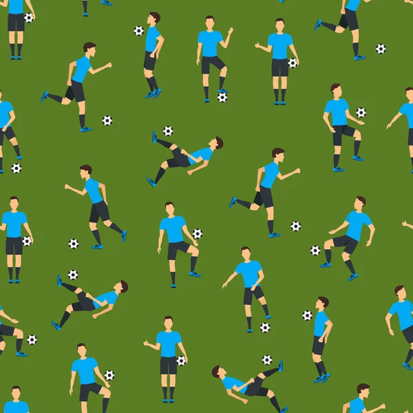 动漫足球运动员无缝模式背景。向量 — 图库矢量图片