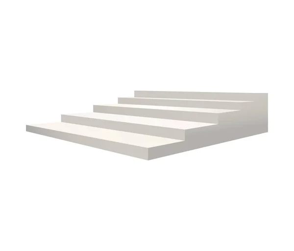 Plantilla 3D detallada realista Escalera blanca en blanco. Vector — Archivo Imágenes Vectoriales