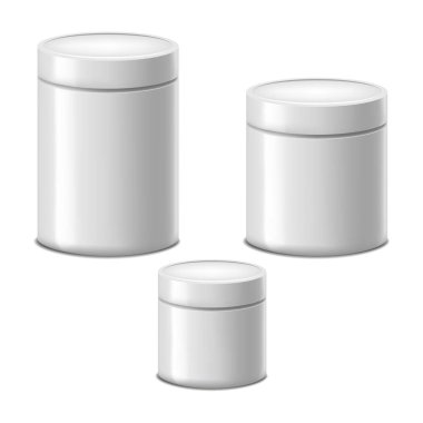 Gerçekçi detaylı 3d yarı saydam plastik kavanoz Set. Vektör