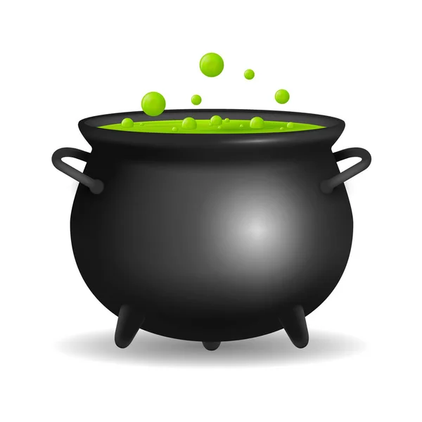 Realistic Detailed 3d Witch Cauldron. Vector — Stock Vector