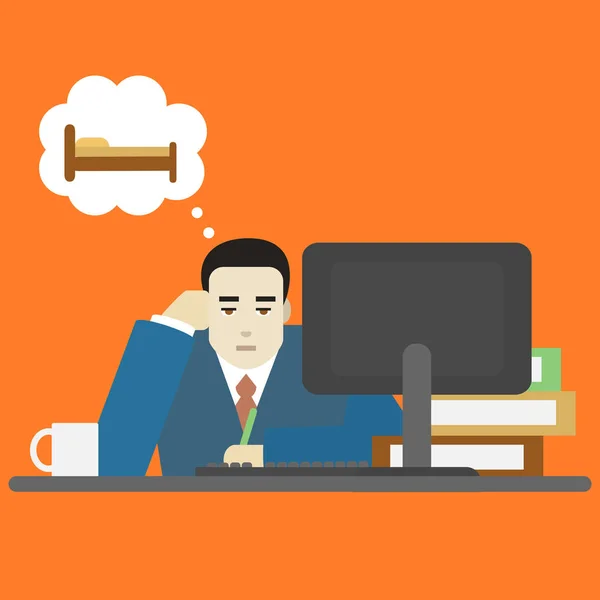 Cartoon Businessman Bored Tired at Work Character. Vector — Stock Vector