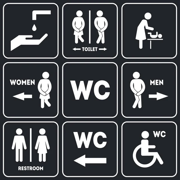 WC sinal para conjunto de banheiro. Vetor —  Vetores de Stock