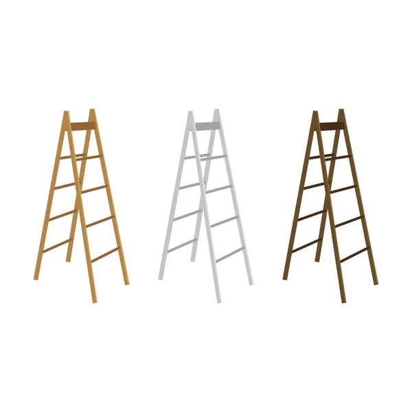 Escadas de madeira 3d detalhadas realistas Escadas Diferentes tipos de conjunto. Vetor —  Vetores de Stock