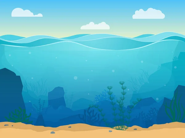 Sfondo di colore della scena subacquea del mare del fumetto. Vettore — Vettoriale Stock