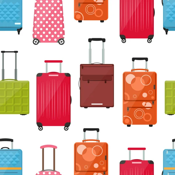 Κινούμενα σχέδια ταξιδιού βαλίτσα χωρίς ραφή πρότυπο υπόβαθρο. Διάνυσμα — Διανυσματικό Αρχείο