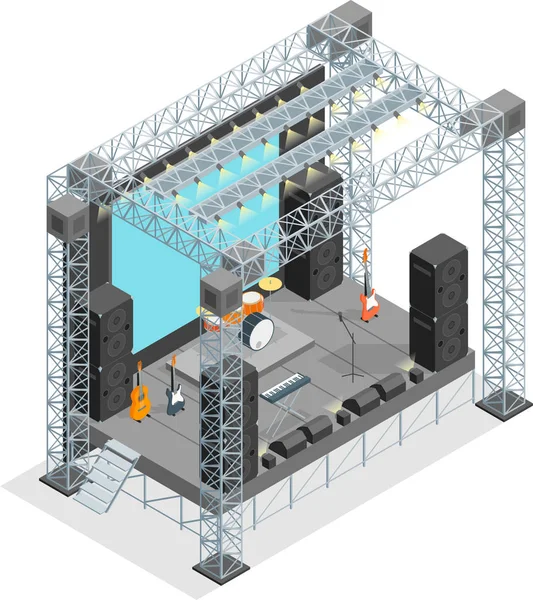 무대 거리 공연 개념에 대 한 3 차원 Isometric 보기. 벡터 — 스톡 벡터