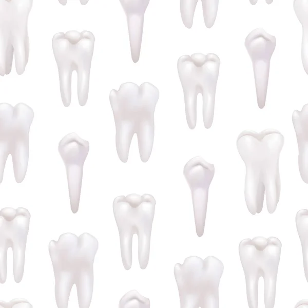 현실적인 상세한 3d 건강 한 치아 완벽 한 패턴 배경. 벡터 — 스톡 벡터