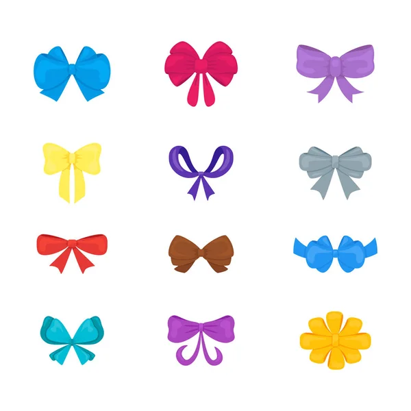 Desenhos animados Gift Bows Icon Set. Vetor — Vetor de Stock