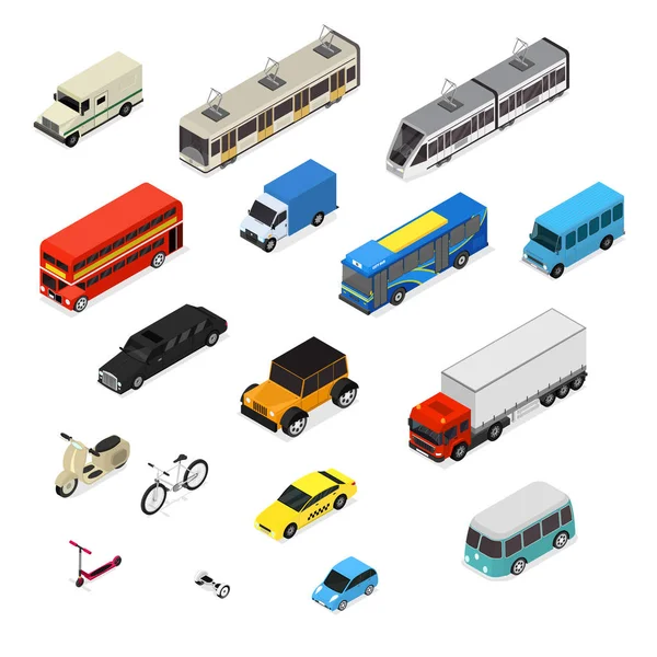 Transporte coche 3d iconos conjunto de vista isométrica. Vector — Archivo Imágenes Vectoriales