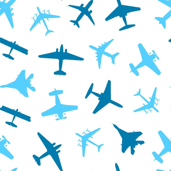 Çizgi film siluet uçak Dikişsiz desen arka plan. Vektör