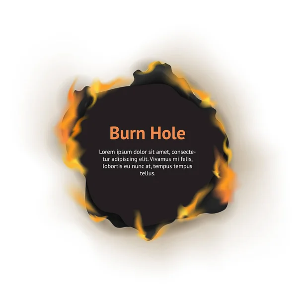 Realista detallada 3d Burn Hole Paper Concept Card. Vector — Archivo Imágenes Vectoriales