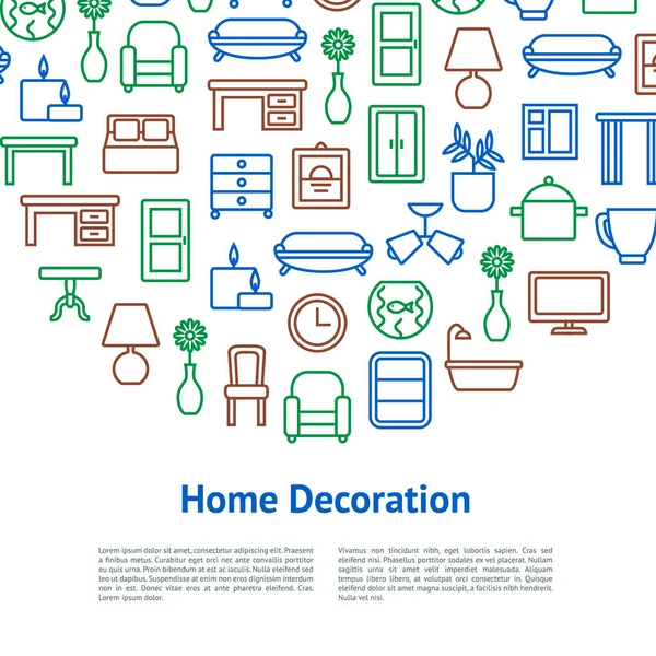 Home Decoração Cartão de Conceito. Vetor —  Vetores de Stock