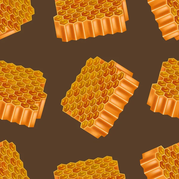 Realistické podrobné 3d Honey Combs vzor bezešvé pozadí. Vektor — Stockový vektor