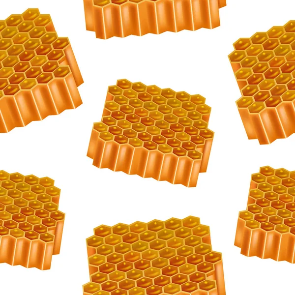 Peignes de miel 3d détaillés réalistes fond sans couture motif. Vecteur — Image vectorielle