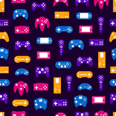 Çizgi film siluet Gamepad Dikişsiz desen arka plan. Vektör