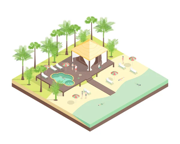 Rest House Concept 3d Isometric View. Vector — Stock Vector