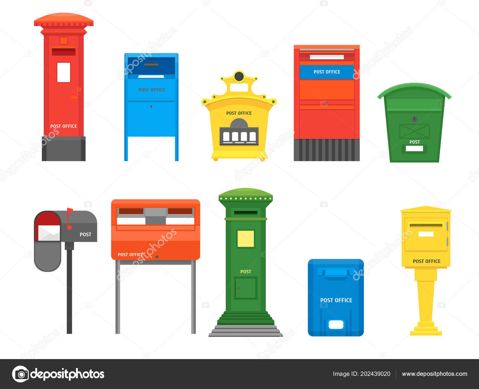 Cartoon Color Mail Box Set. Vector Stock Vector Image by ©bigmouse  #202439020