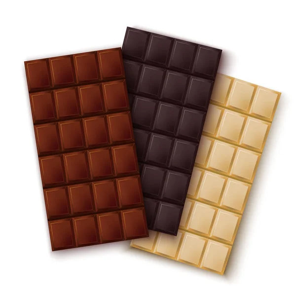 Realistica dettagliata 3d Cioccolato Set. Vettore — Vettoriale Stock